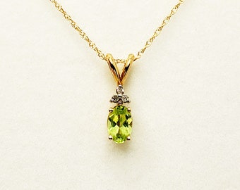 10K Yellow Gold Peridot Pendant Necklace | August Birthstone, Elegant Everyday Jewelry