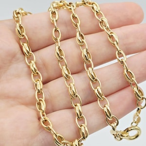 18K Massivgold Kettenhalskette, 750 Hallmarked Oval Gliederkette, Echt Gold Unisex Halskette, feines Schmuck Geschenk, Luxus Goldschmuck