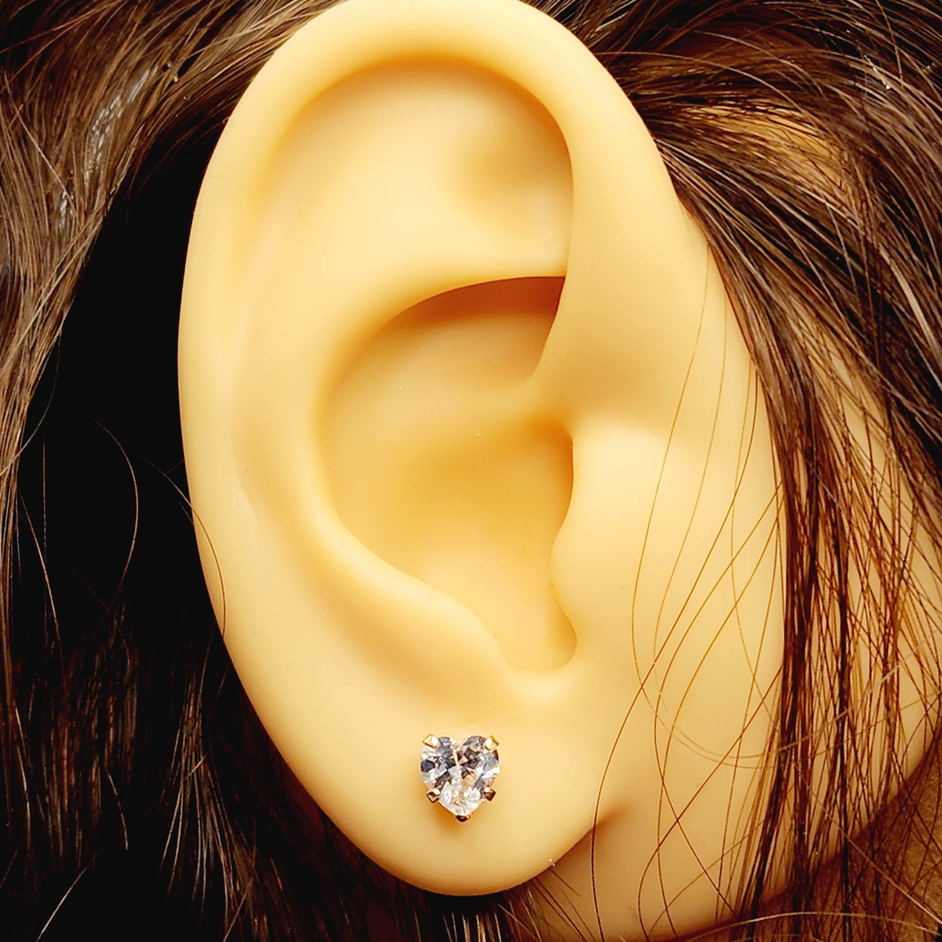 Nuovo Donna Orecchini Oro 333 Zirconia Bicolore 8kt Spina Oro Giallo