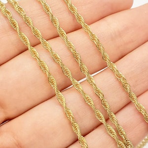 Gold Rope Chain, 14K Yellow Gold Rope  2.2mm Chain Necklace 26 inches, Solid Gold Rope Necklace for Men and Women