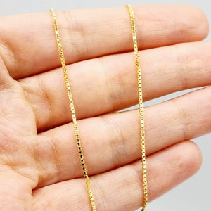 Solid Gold Box Chain , 10K Yellow Gold Box Chain 1mm, Solid Gold Box Chain, Classic Gold Jewelry, Luxury Chain, Solid Gold Chain Necklace