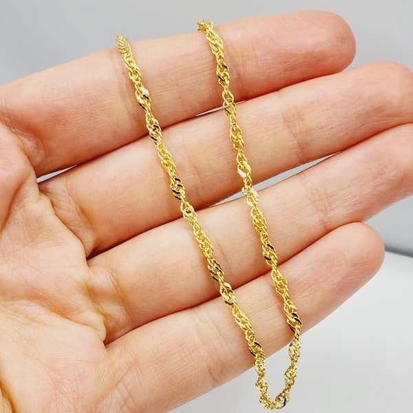 Solid Gold Anklet , 10K Yellow Gold Singapore Anklet, Elegant Anklet for Women, Solid Gold Jewelry, Everyday Jewelry, Gift for Her