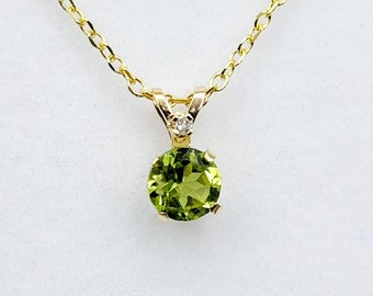 Peridot Pendant Necklace, Peridot Gemstone Necklace, Yellow Gold Necklace And Pendant, Peridot Jewelry, August Birthstone