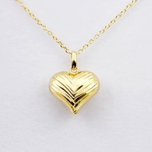 Gold Heart Pendant Necklace, 10K Yellow Gold Heart Necklace Pendant, Dainty Heart Gold, Charm Necklace, Valentine&#39;s Day Gift For Her