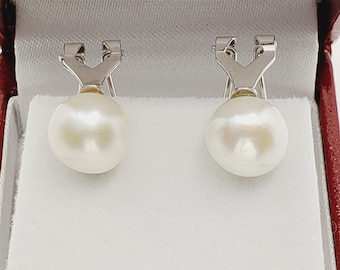 Fresh Water Pearl Earrings | Sterling Silver 10mm Fresh Water Pearl Earrings, June Birthstone, Natural Pearl Gemstone