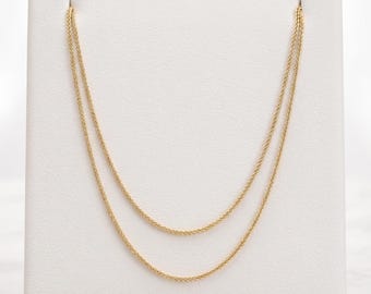 14k Yellow Gold Wheat Chain Necklace, 24 inches
