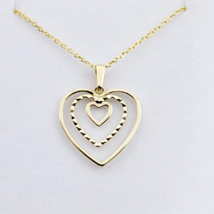 Gold Heart Pendant Necklace, 10K Yellow Gold Heart Necklace Pendant, Dainty Heart Gold, Charm Necklace, Valentine&#39;s Day Gift For Her