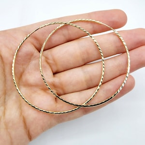 Gold Diamond Cut Big Hoops Earrings For Women, Gold Hoop Earrings,  10K Yellow Gold Circle Earrings , Large Hoop Earrings, Gift For Her