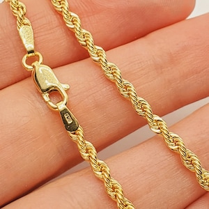 Gold Seil Fußkettchen, 10K Gelbgold Italienisch Seil 2,6 mm Fußkettchen, Fußkettchen, Fuß Schmuck, Kette Fußkettchen, Seil Kette Fußkettchen, Fußkettchen für Frauen