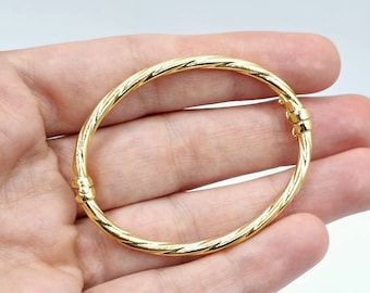 Gold Bangle for Baby, 10K Gold Baby Bangle, Gift for Baby, Toddler Bracelet, Baby Shower Gift, Baby Christening Gift, Child&#39;s Bangle