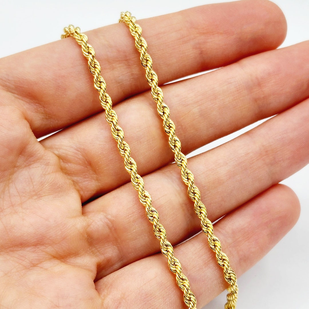 10K Gold Twisted Rope Chain, Handmade Unisex Dainty Gold Rope 2.6mm