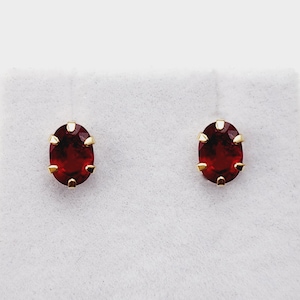 Gold Ruby Stud Earrings, 10K Yellow Gold Genuine Ruby 7x5mm Stud Earrings, July Birthstone, Earrings For Her