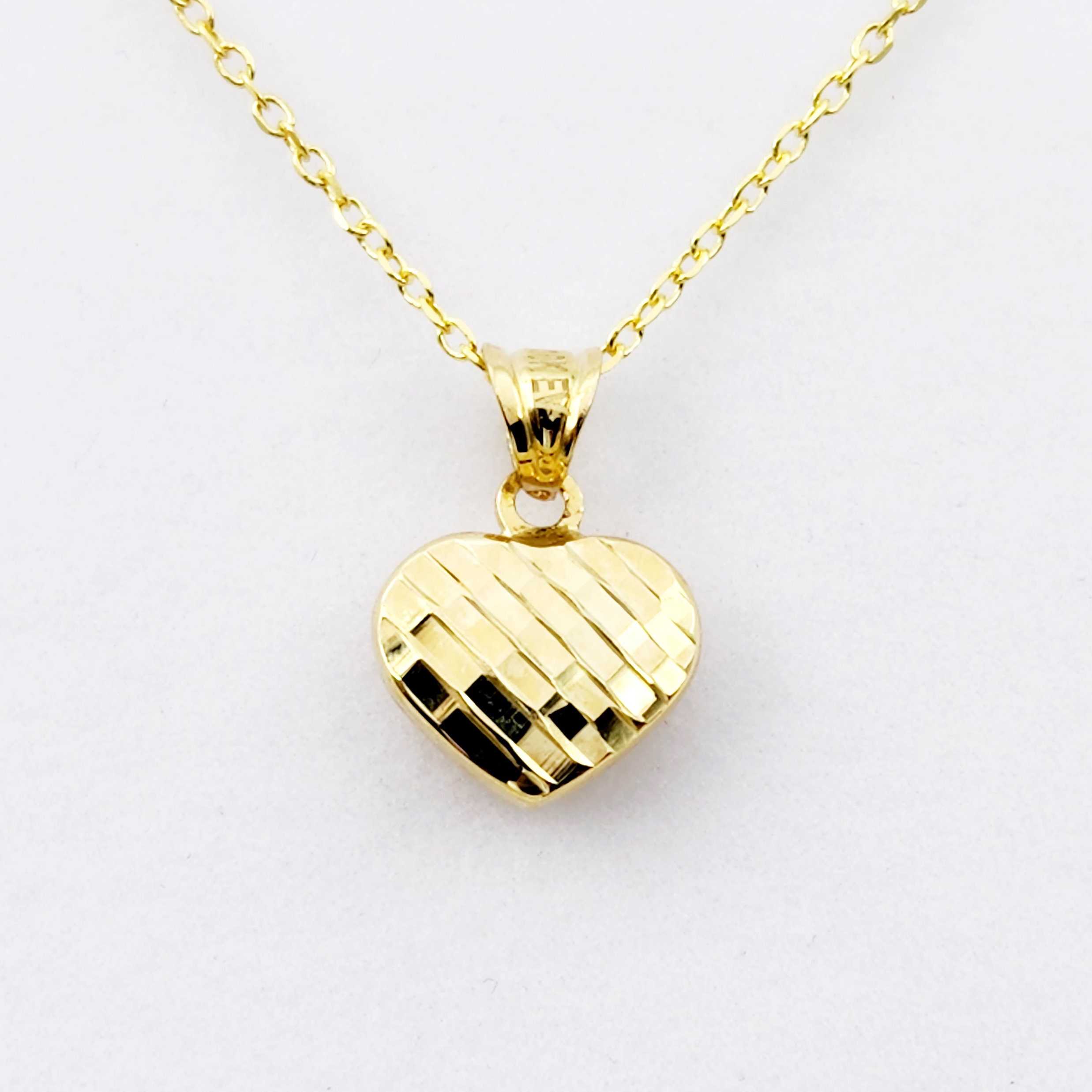 Gold Heart Pendant Necklace, 10K Yellow Gold Heart Necklace