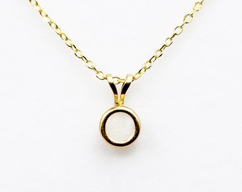 オパール ドロップ ネックレス 4 mm 14K イエロー ゴールド (18 ゴールド オパール ドロップ型 ネックレス