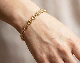 10K Yellow Gold Mariner Link Bracelet | Italian Design, 7mm