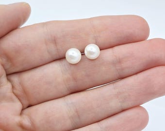 Orecchini A Bottone In Argento 925 Con Pietre Naturali - Rotondi 8 Mm, Fatti A Mano, Ipoallergenici, Con Pietra Di Luna (giugno)