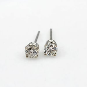14K White Gold Diamond (0.36ct) Stud Earrings, 14K Gold Natural Diamond 3.6mm Stud Earrings for Women, Earrings for Girls, Christmas Gift