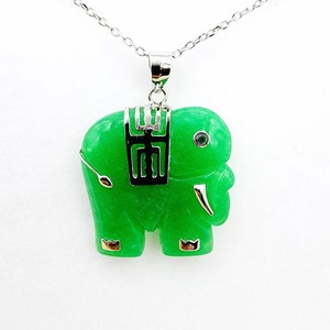 Sterling Silver Dyed Jade Elephant Necklace, Animal Pendant , Natural Jade Elephant Necklace, Elephant Jewelry