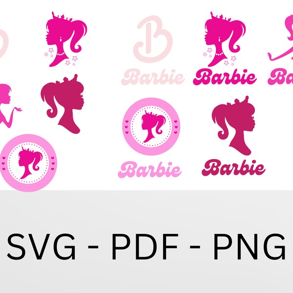 Bundle de 10 Svgs et Pngs, 10+ Barb Logo, Barb Svg Png Jpg, PDF, Doll Svgs et Pngs Logo, Cricut Download Cut File, Fichiers Svg pour Cricut