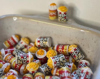 2pcs Mini Popcorn Charms- Cute Resin Food Keychain craft-1:12 Scale Dollhouse Snack - Kawaii Desk Decor Gift - Tiny Food Jewelry Accessory