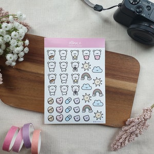 Rainbows and Bears Sticker Sheet // waterproof gloss vinyl // kawaii cute stickers // for journal, scrapbooking, gifts //