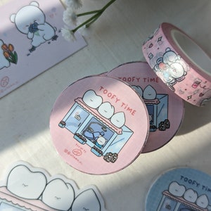 Heure Toofy | Ruban adhésif en Washi / Dentiste Dentiste Dents Dents / Sticker pour ordinateur portable Journal déco cadeau
