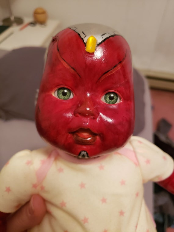 Baby Vision Marvel Wandavision Hand Painted Doll Etsy