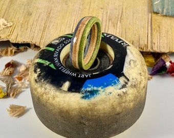 Wooden ring made from recycled skateboard, skateboard ring, perfect gift for him and her