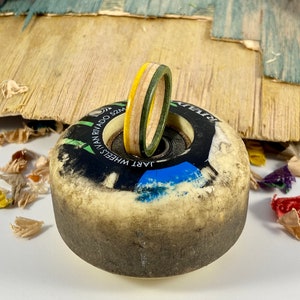 Wooden ring made from recycled skateboard, skateboard ring, perfect gift for him and her