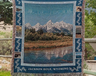 Grand Teton National Park Blanket: Souvenir Tapestry, USA Made