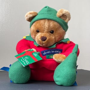 Vintage Hallmark Christmas Chris The Elf Teddy Bear 12&quot; Plush Stuffed Animal