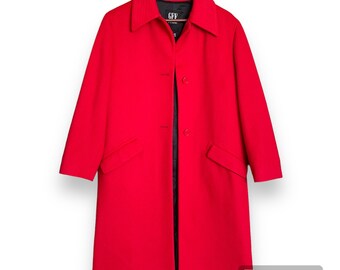 GIANFRANCO FERRE Fourrures Red Wool Coat, 80s Luxury Couture
