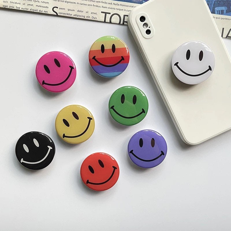 SMOL Smiley Face Phone Strap, Happy Face Emoji and Pearl Cell Phone Ch