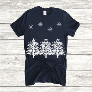 White Christmas Trees and Snowflakes Shirt, White Christmas Trees Shirt, Christmas Shirt, Holiday Shirt, Womens Christmas Shirt