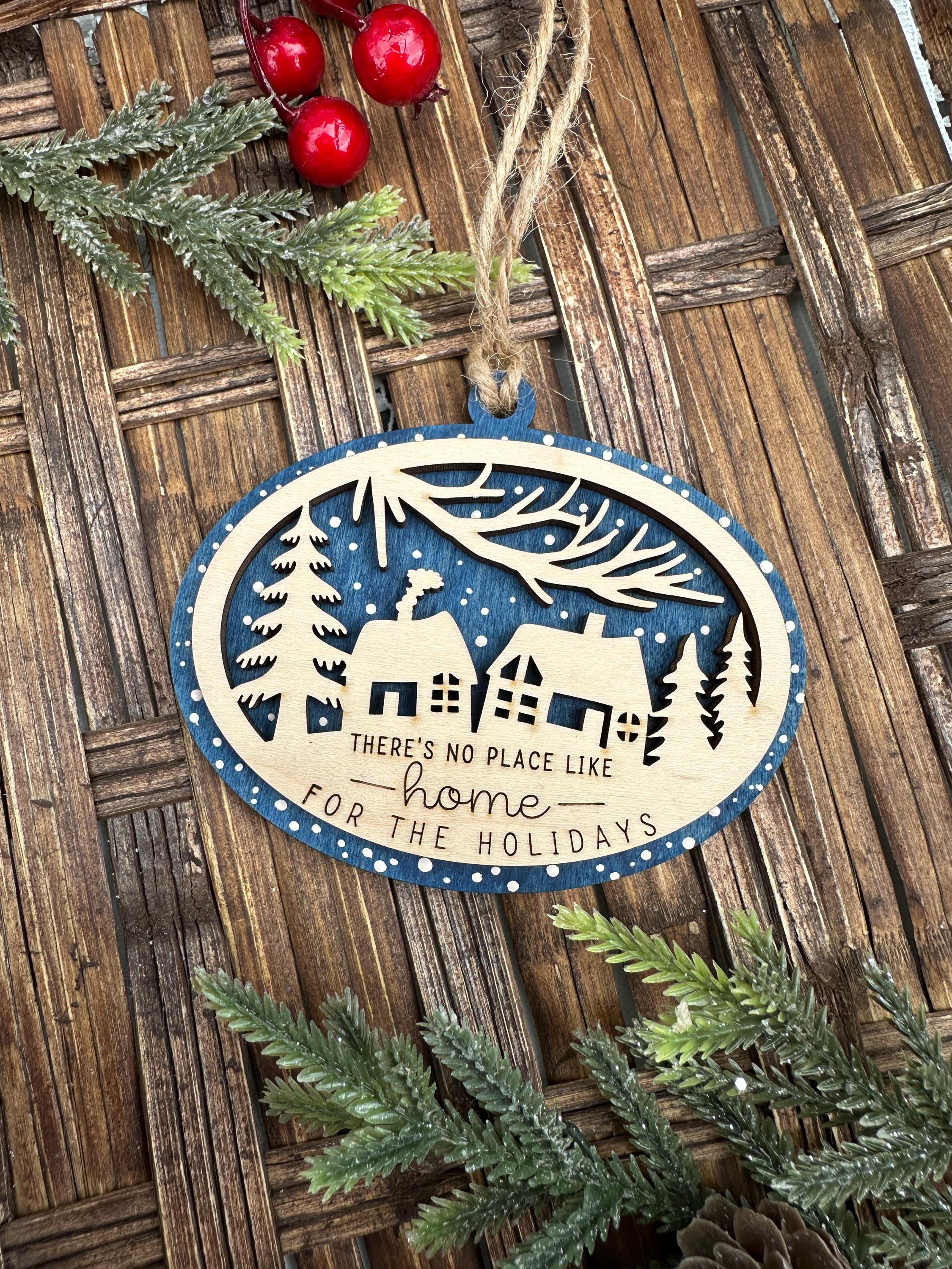 There is no place like home for the holidays ornament – Rustic Christmas Gift for Neighbours, Clients & Loved Ones