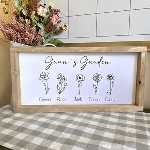 Grandmas garden, Mother’s Day gift for mom, Mother’s Day gift for grandma, gift from child, floral sign,birth month flower, birth month