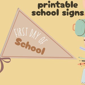 First Day of School Flags, Printable Back to School Pennant Flags • colourful Bundle, First Day of school, last day of school,  Homeschool