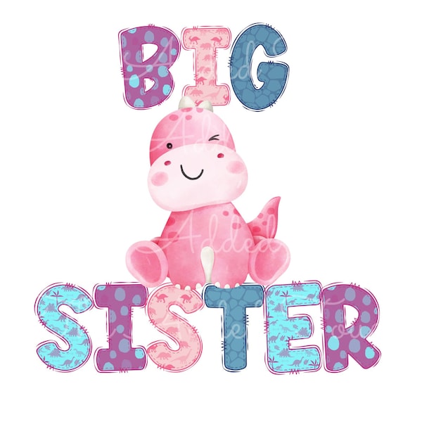 Big Sister Dinosaur PNG, Big Sister Dinosaur Design, Dinosaur Baby Blanket Image, Sister Brother Dinosaur Shirt Download, Sibling Dinos DTF