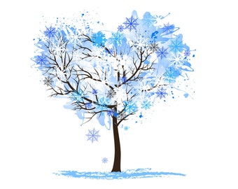 Winter Heart Tree PNG, Winter Tree Image, Snowy Tree Download, Most Wonderful Time of the Year PNG, Snow Heart PNG, Get Both Designs!