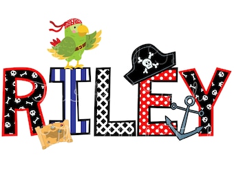 Personalized Pirate Name, Sublimation Pirate Birthday Digital Image, Custom Boy Name, Pirate Alphabet PNG, Pirate Shirt Image Download