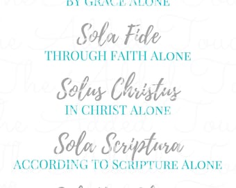 5 Solas PNG, Imagen digital de sublimación 5 Solas, Descarga de imagen de 5 Solas, 5 Solas SVG, Arte de palabras cristiano, Soli Deo Gloria, Camiseta cristiana
