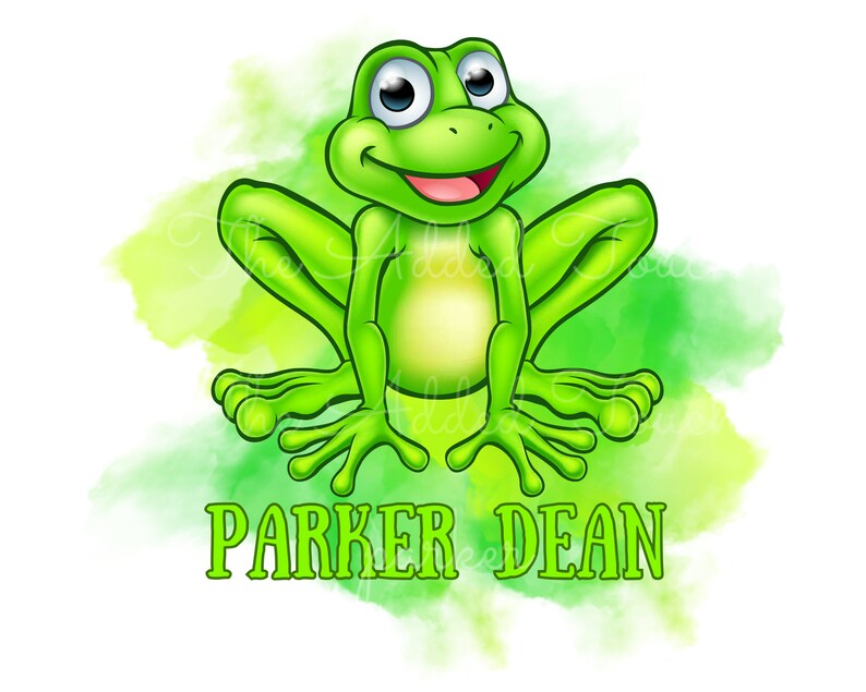 Personligt grodnamn, anpassat grodnamn, grodfödelsedagsfest, hoppande groda-t-shirt, digital bild av grodpojke, fluorescerande grön groda PNG bild 2
