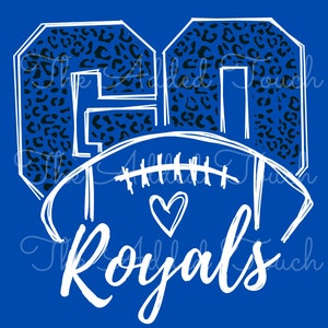 May include: A white football with a heart and the text "Royals" in white. The football is surrounded by a black and white leopard print number "60" in a white outline.