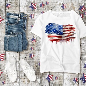 Amerikansk flagga PNG, USA-flagga, bild av sliten amerikansk flagga, nödställd flaggdesign, pro-amerikansk design, amerikansk flagga DTF, 4 juli bild 3
