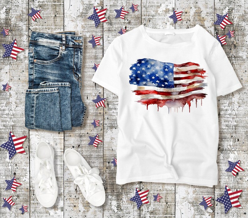 Amerikansk flagga PNG, USA-flagga, bild av sliten amerikansk flagga, nödställd flaggdesign, pro-amerikansk design, amerikansk flagga DTF, 4 juli bild 3