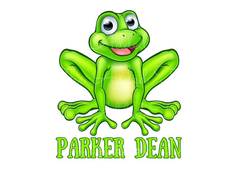 Personligt grodnamn, anpassat grodnamn, grodfödelsedagsfest, hoppande groda-t-shirt, digital bild av grodpojke, fluorescerande grön groda PNG bild 1