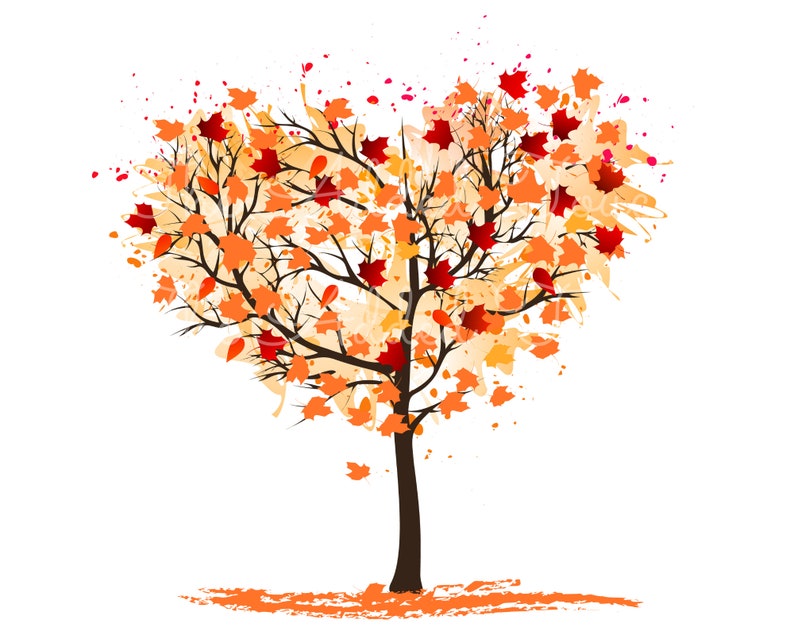 Fall Heart Tree PNG, Fall Tree Image, Fall Leaves Download, Fall is My Favorite Color, Autumn Leaves PNG, Fall Colors, I Love Fall Most image 1