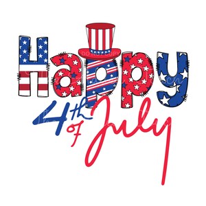 Happy 4th of July PNG, 4th of July Doodle Image, July 4th Design, 4th of July Shirt, American Alpha Doodle, USA DTF image 1