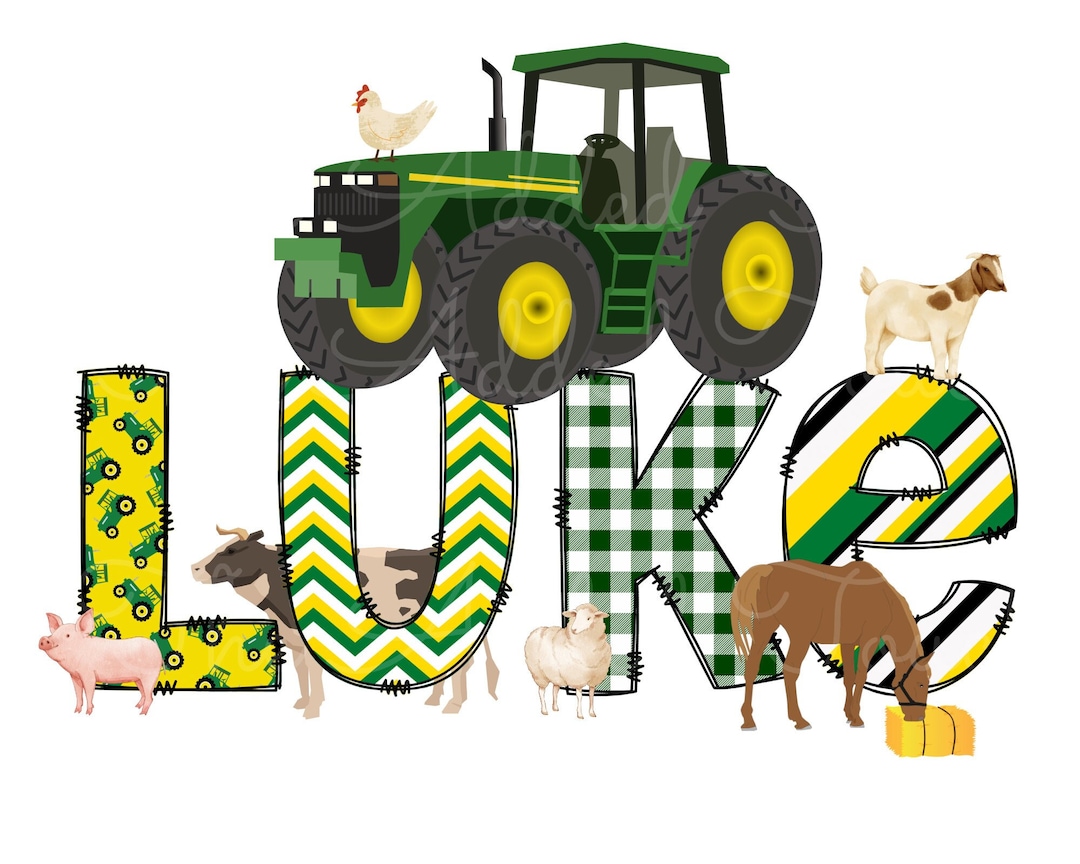 Personalized Tractor Name, Sublimation Tractor Birthday Digital Image