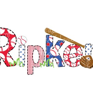Personalized Baseball Name, Sublimation T-Ball Name Digital Image, Custom Boy Name, Baseball Alphabet Set PNG, Personalized Name Download image 6
